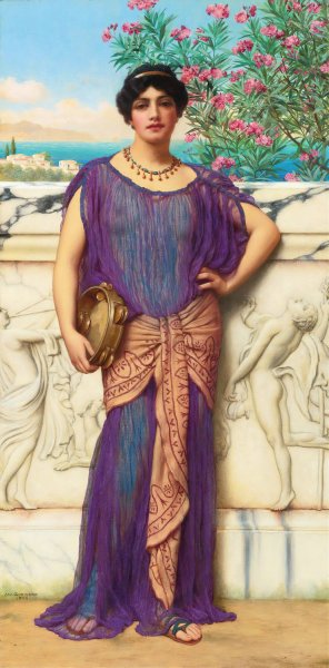 The Tambourine Girl by John William Godward Oil Painting