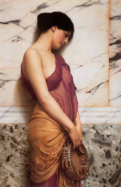 The Tambourine Girl by John William Godward - Hand-Painted Oil Painting Reproduction