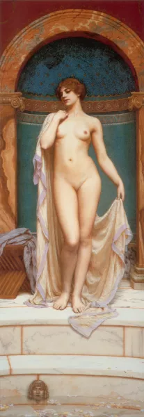 Venus at the Bath by John William Godward - Oil Painting Reproduction