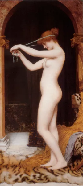 Venus Binding Her Hair Oil painting by John William Godward