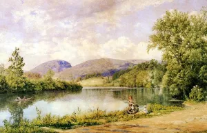 A Game by the River painting by John William Hill