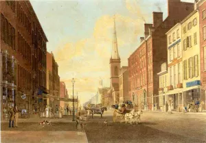 Broadway Looking South from Liberty Street by John William Hill - Oil Painting Reproduction