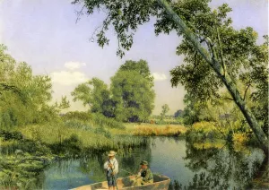 Gone Fishing by John William Hill Oil Painting