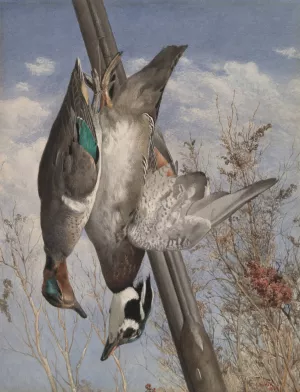 Hanging Game Birds by John William Hill Oil Painting