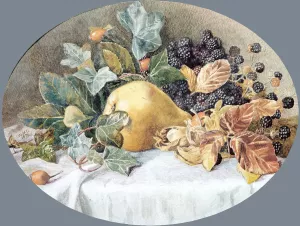 Still Life with Fruit by John William Hill Oil Painting