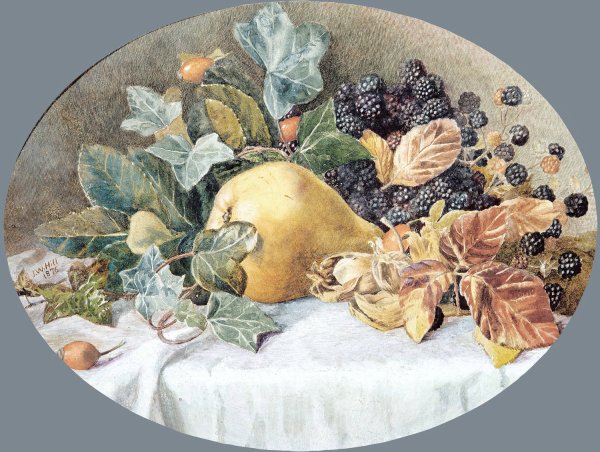 Main Product Photo of Still Life with Fruit  Painting by John William Hill