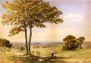 View of Valley on Turnpike by John William Hill Oil Painting