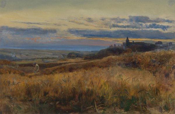 Main Product Photo of Cornfield at Sunset Painting by John William Inchbold