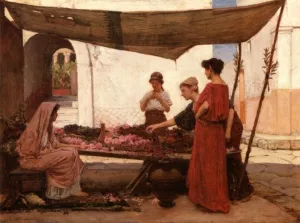 A Grecian Flower Market, Also Known as A Flower Stall by John William Waterhouse - Oil Painting Reproduction