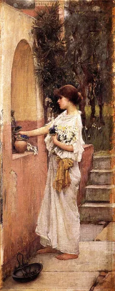 A Roman Offering Oil painting by John William Waterhouse