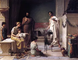 A Sick Child Brought into the Temple of Aesculapius Oil painting by John William Waterhouse