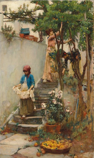 Main Product Photo of An Orange Garden Painting by John William Waterhouse