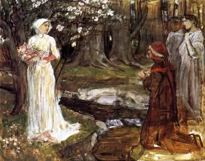 Dante and Beatrice by John William Waterhouse - Oil Painting Reproduction