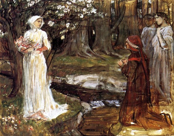 Main Product Photo of Dante and Beatrice Painting by John William Waterhouse