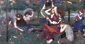 Flora and the Zephyrs by John William Waterhouse - Oil Painting Reproduction