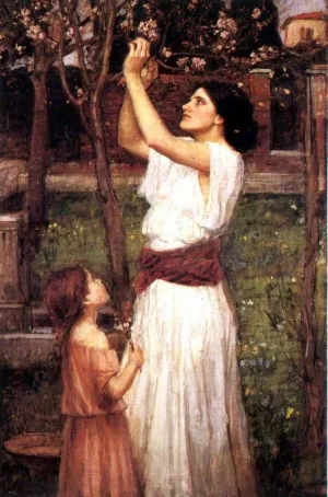 Gathering Almond Blossoms by John William Waterhouse - Oil Painting Reproduction