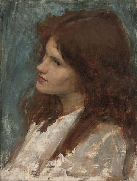 Main Product Photo of Head of a Girl Painting by John William Waterhouse