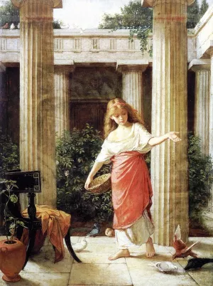In the Peristyle by John William Waterhouse Oil Painting