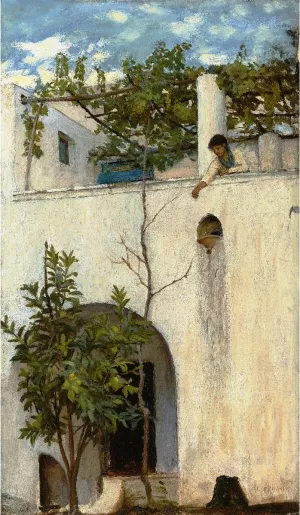 Lady on a Balcony, Capri by John William Waterhouse Oil Painting
