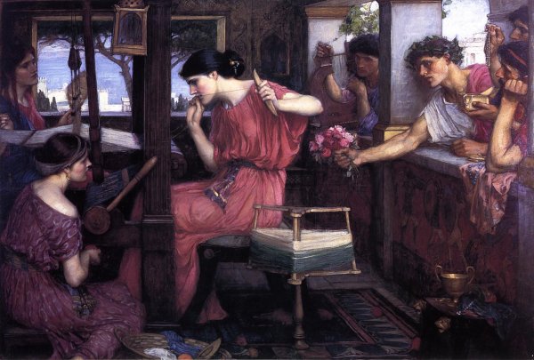 Main Product Photo of Penelope and the Suitors Painting by John William Waterhouse
