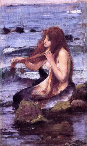 Sketch for 'A Mermaid' by John William Waterhouse Oil Painting