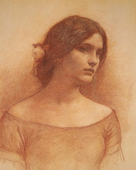 Main Product Photo of Study for The Lady Clare Painting by John William Waterhouse