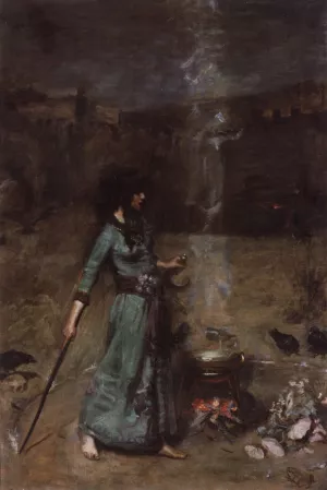 Study for The Magic Circle by John William Waterhouse - Oil Painting Reproduction