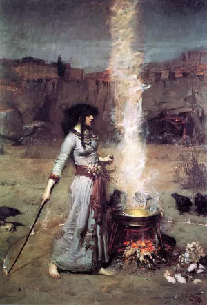 The Magic Circle painting by John William Waterhouse