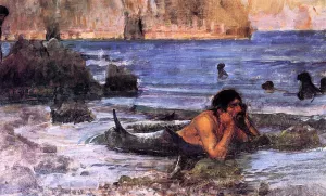 The Merman Sketch by John William Waterhouse - Oil Painting Reproduction