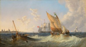 A blustery day on the Brill, near Rotterdam by John Wilson Carmichael Oil Painting