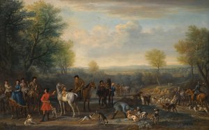 A Hunting Party; Possibly Depicting Charles Spencer, 3rd Duke Of Marlborough by John Wootton Oil Painting