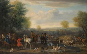 A Hunting Party; Possibly Depicting Charles Spencer, 3rd Duke Of Marlborough by John Wootton Oil Painting