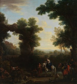 Classical Landscape with Gypsies by John Wootton Oil Painting