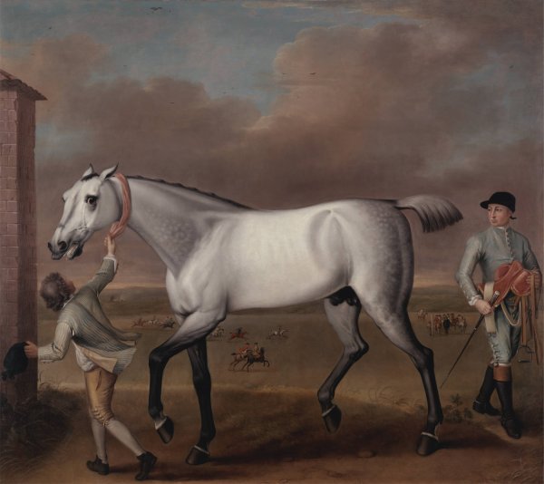 Main Product Photo of The Duke of Hamilton's Grey Racehorse 'Victorious' at Newmarket  Painting by John Wootton