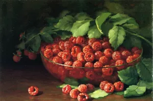 Raspberries painting by Jonas Joseph Lavalley