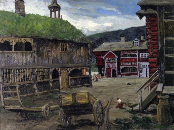 Quiet Town Norway by Jonas Lie - Hand-Painted Oil Painting Reproduction