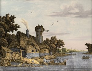 Mill along a River by Jonas Zeuner Oil Painting