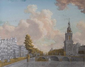 View of the Tower called Jan Roodenpoortstoren and the Singel Canal in Amsterdam by Jonas Zeuner Oil Painting