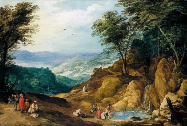 Extensive Mountainous Landscape by Joos De Momper - Hand-Painted Oil Painting Reproduction