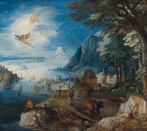 Landscape with the Fall of Icarus by Joos De Momper Oil Painting