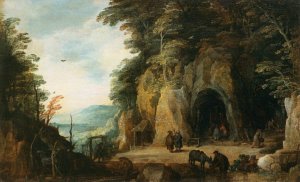 Monk's Hermitage in a Cave Oil painting by Joos De Momper