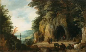 Monk's Hermitage in a Cave Oil painting by Joos De Momper