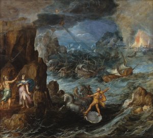 Shipwreck of the Greek Fleet on the Voyage Home from Troy by Joos De Momper Oil Painting