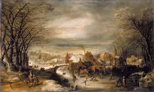Winter Landscape with the Flight into Egypt by Joos De Momper Oil Painting