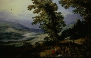 Mountain Road with Travelers by Joos De Momper The Younger Oil Painting