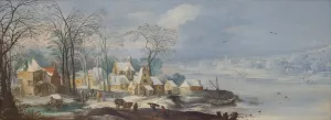 Winter Landscape by Joos De Momper The Younger Oil Painting