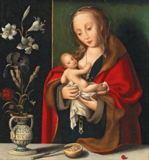 Madonna and Child by Joos Van Cleve (Follower) Oil Painting