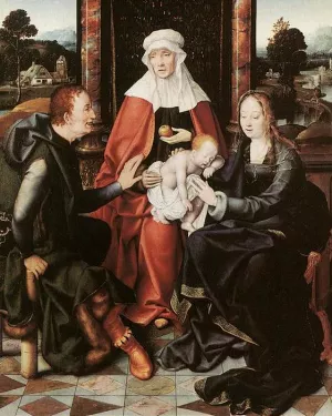 St Anne with the Virgin and Child and St Joachim Oil painting by Joos Van Cleve
