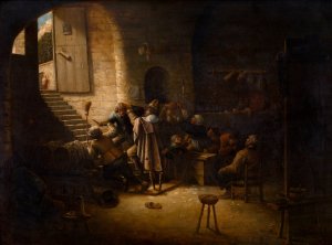 The Antwerp Arms, Tavern Scene by Joos Van Craesbeeck Oil Painting