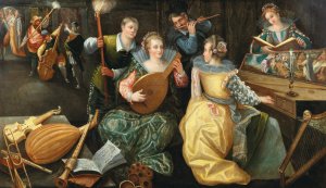 A Music Making Company by Joos Van Winghe Oil Painting